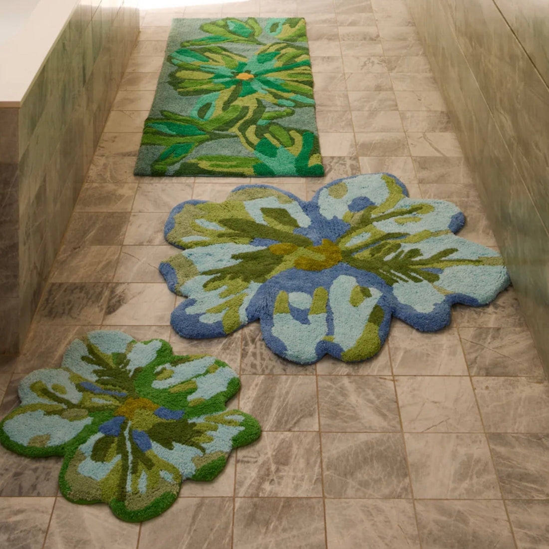 Bonnie &amp; Neil - Tulip Bath Mat, Blue &amp; Green - The Flower Crate