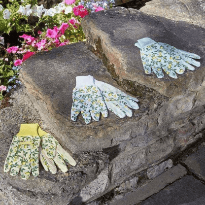 Briers - 3 Pack Cotton Grip Gardening Gloves, Sicilian Lemon - The Flower Crate