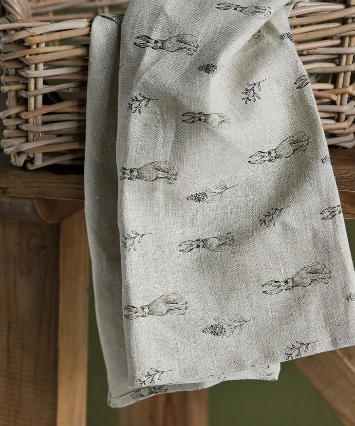 Bunny Linen Tea Towel - The Flower Crate