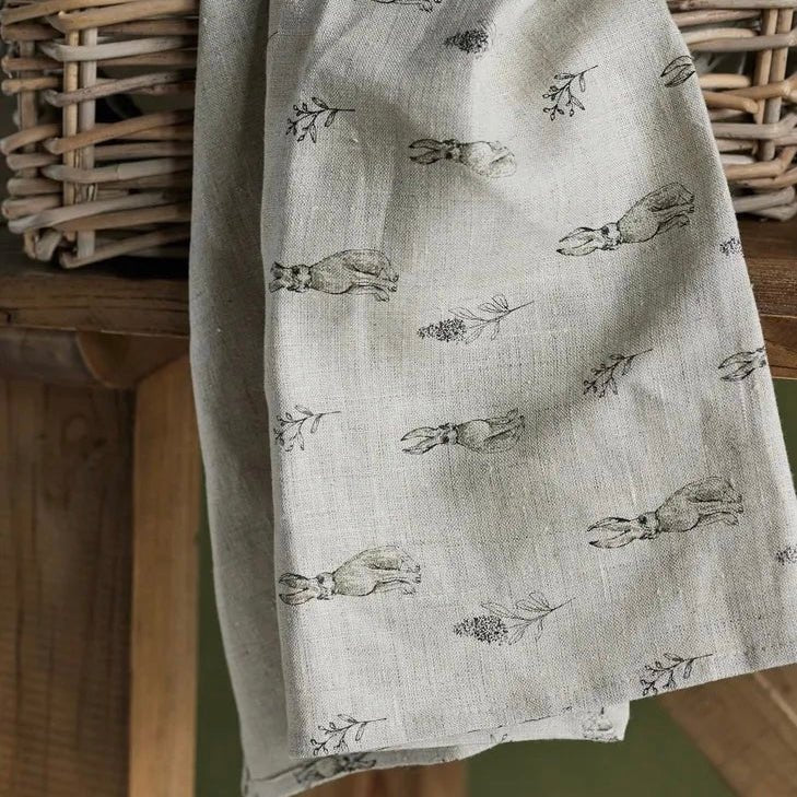 Bunny Linen Tea Towel - The Flower Crate