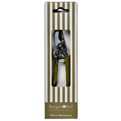 Burgon &amp; Ball - Collectors Olive Micro Secateurs - The Flower Crate