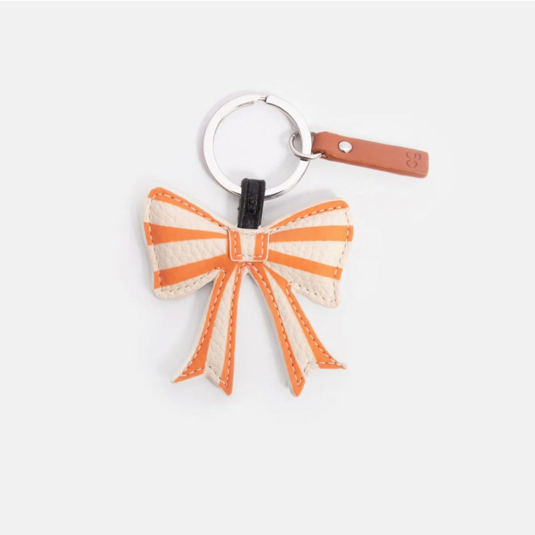 Caroline Gardner - Orange Striped Bow Keyring - The Flower Crate