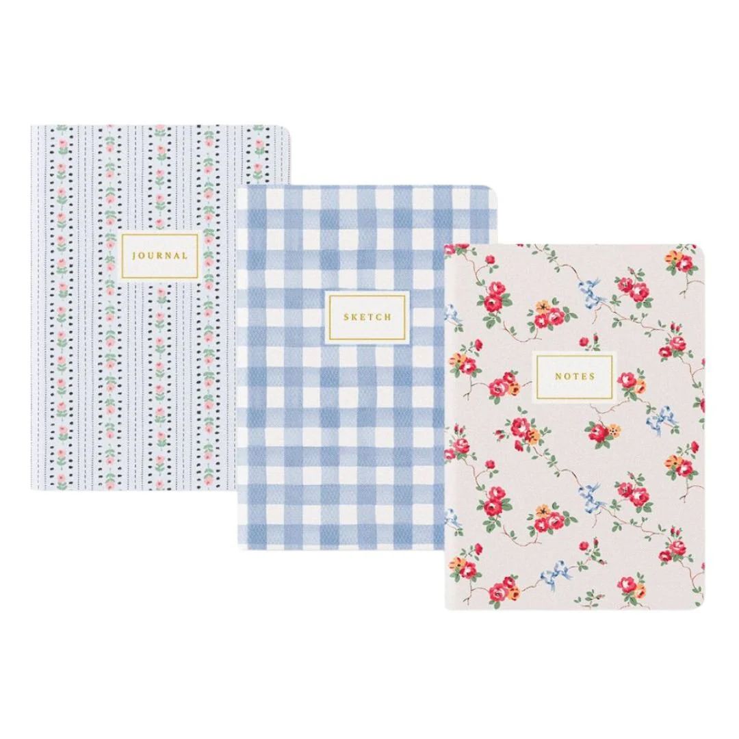 Cath Kidston - Blue Floral Stitched Notebook Set