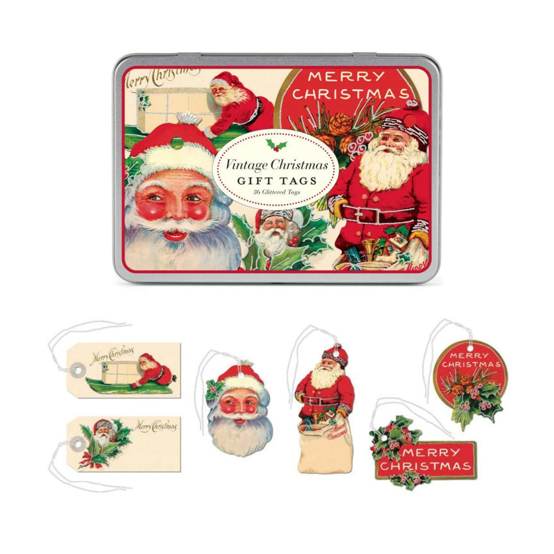 Cavallini Assorted Glitter Gift Tag Tin - The Flower Crate