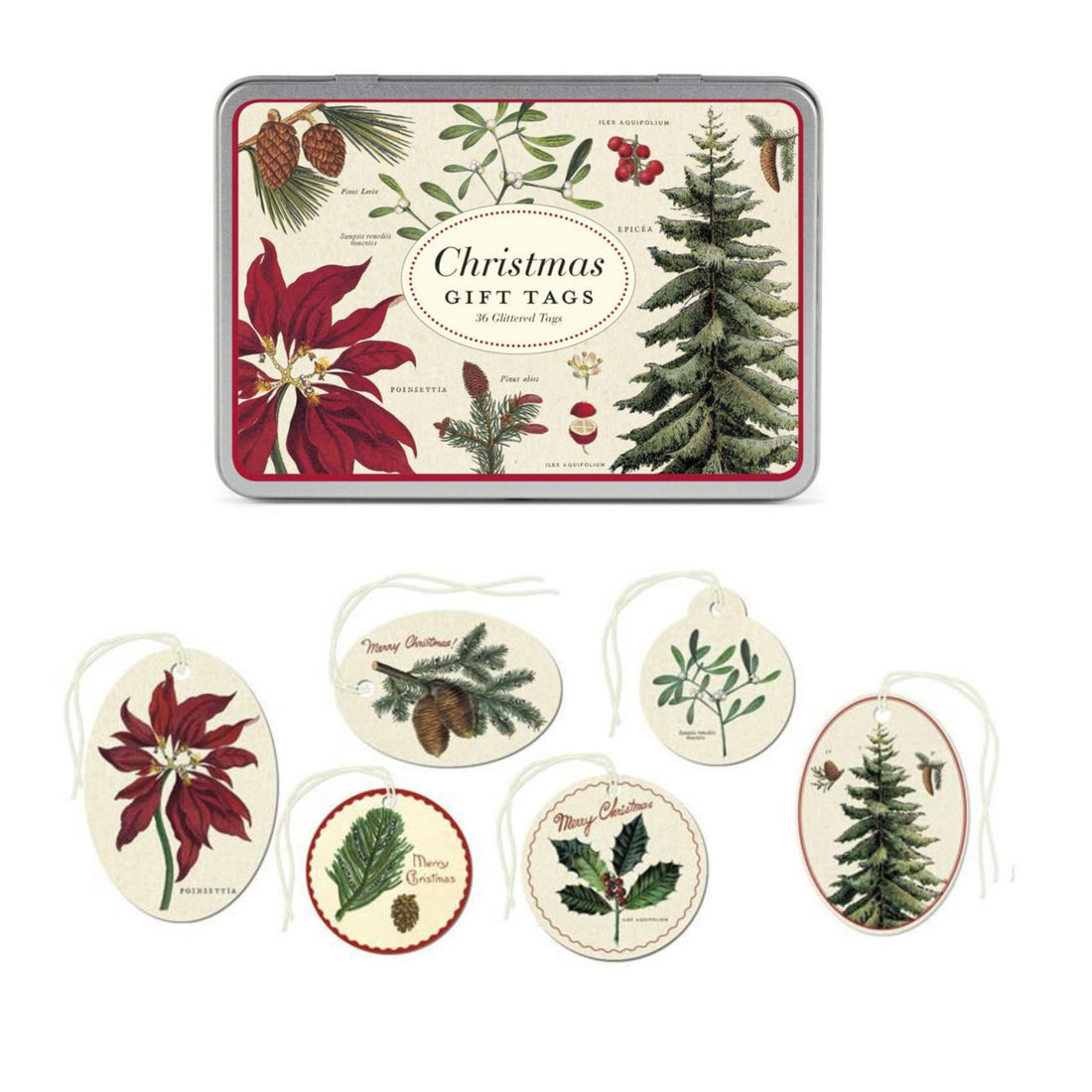 Cavallini Assorted Glitter Gift Tag Tin - The Flower Crate