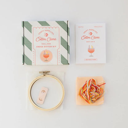 Cotton Clara - Aperol Spritz Cross Stitch Kit - The Flower Crate