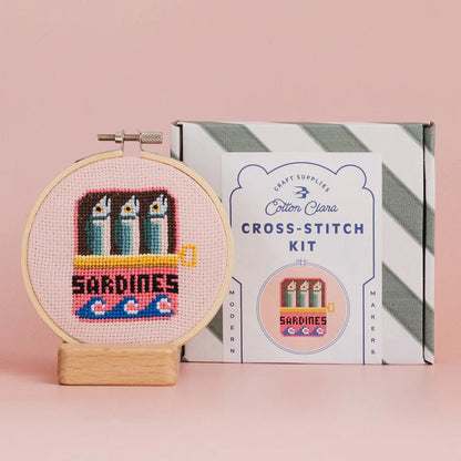 Cotton Clara - Sardines Cross Stitch Kit - The Flower Crate