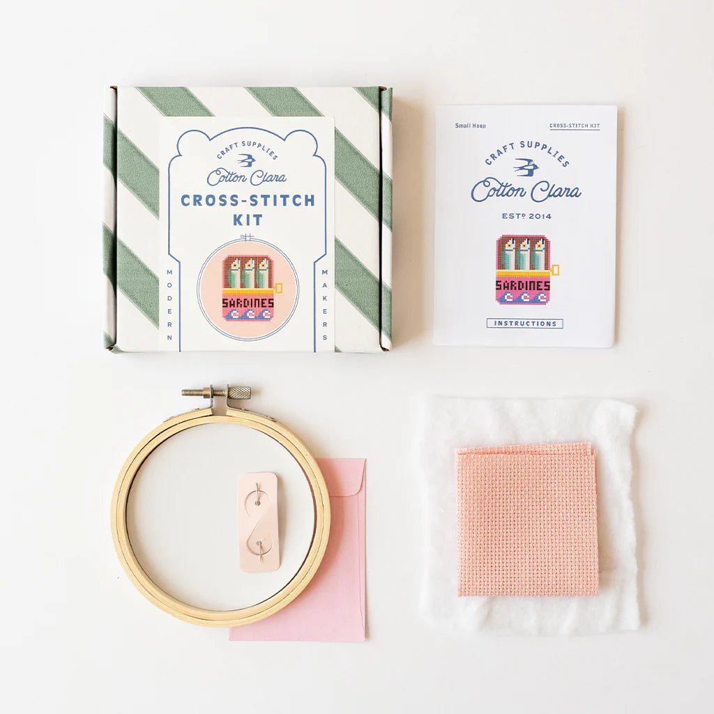 Cotton Clara - Sardines Cross Stitch Kit - The Flower Crate