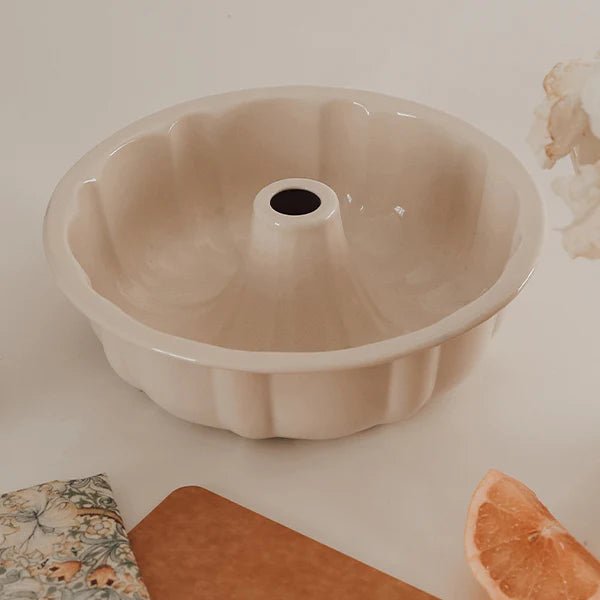 Dishy - Enamel Bundt Pan, Almond - The Flower Crate