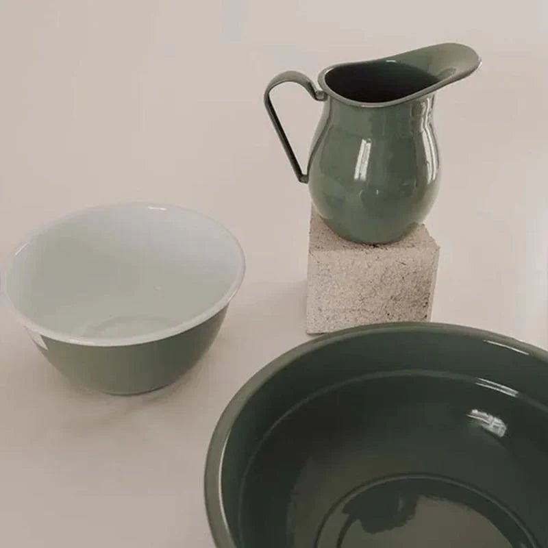 Dishy - Enamel Large Basin, Taragon - The Flower Crate