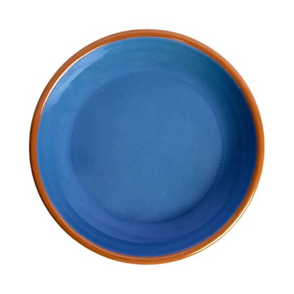 Dishy Enamelware Serving Plate - Blue &amp; Brown - The Flower Crate