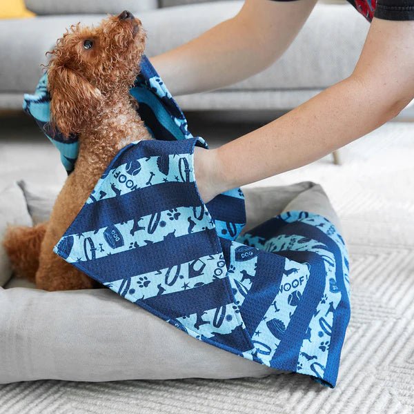 Dock &amp; Bay - Dog Towel, Bark Blue - The Flower Crate