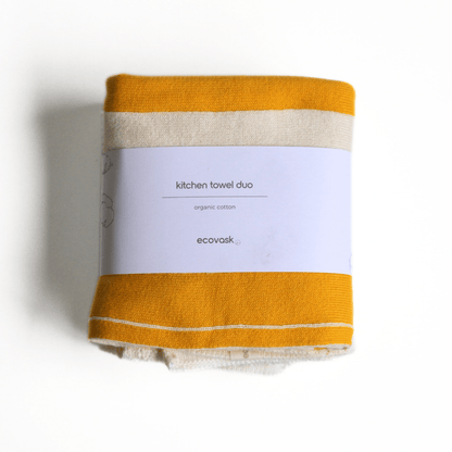 Ecovask - Kitchen Towel Duo Pack, Daffodil Stripe. Brights Collection - The Flower Crate