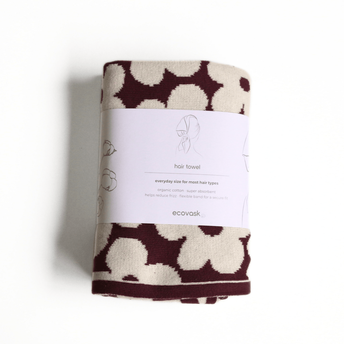 Ecovask - Mini Hair Towel, Grape Petal. Bathroom Collection - The Flower Crate