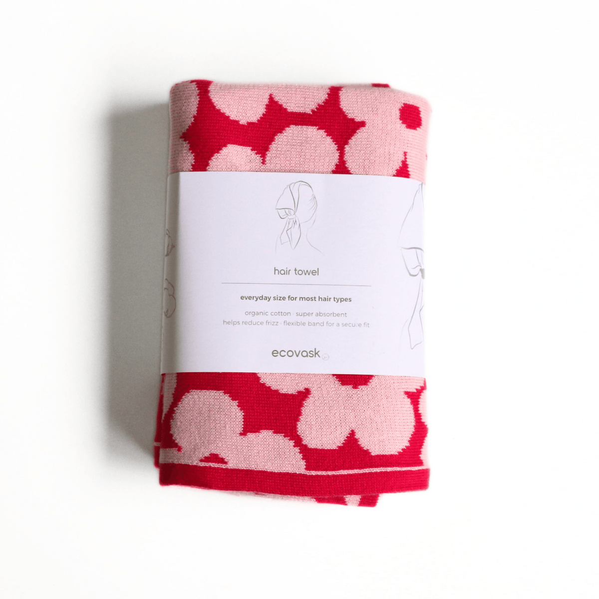 Ecovask - Mini Hair Towel, Raspberry Petal. Bathroom Collection - The Flower Crate