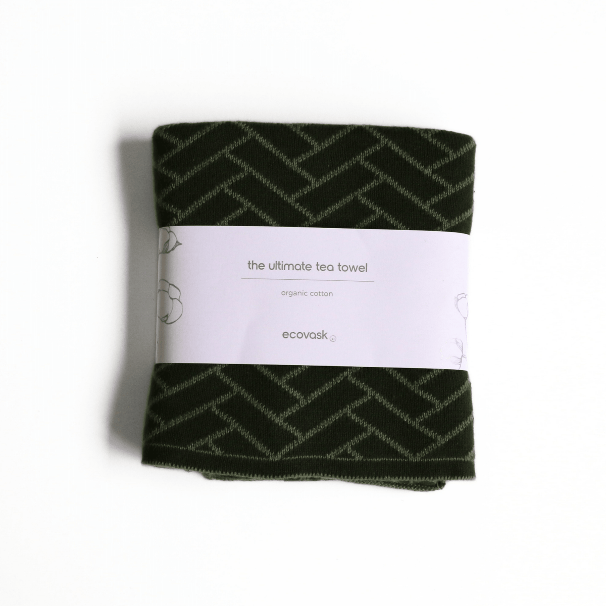 Ecovask - The Ultimate Tea Towel, Forest Herringbone. Forest Collection. - The Flower Crate