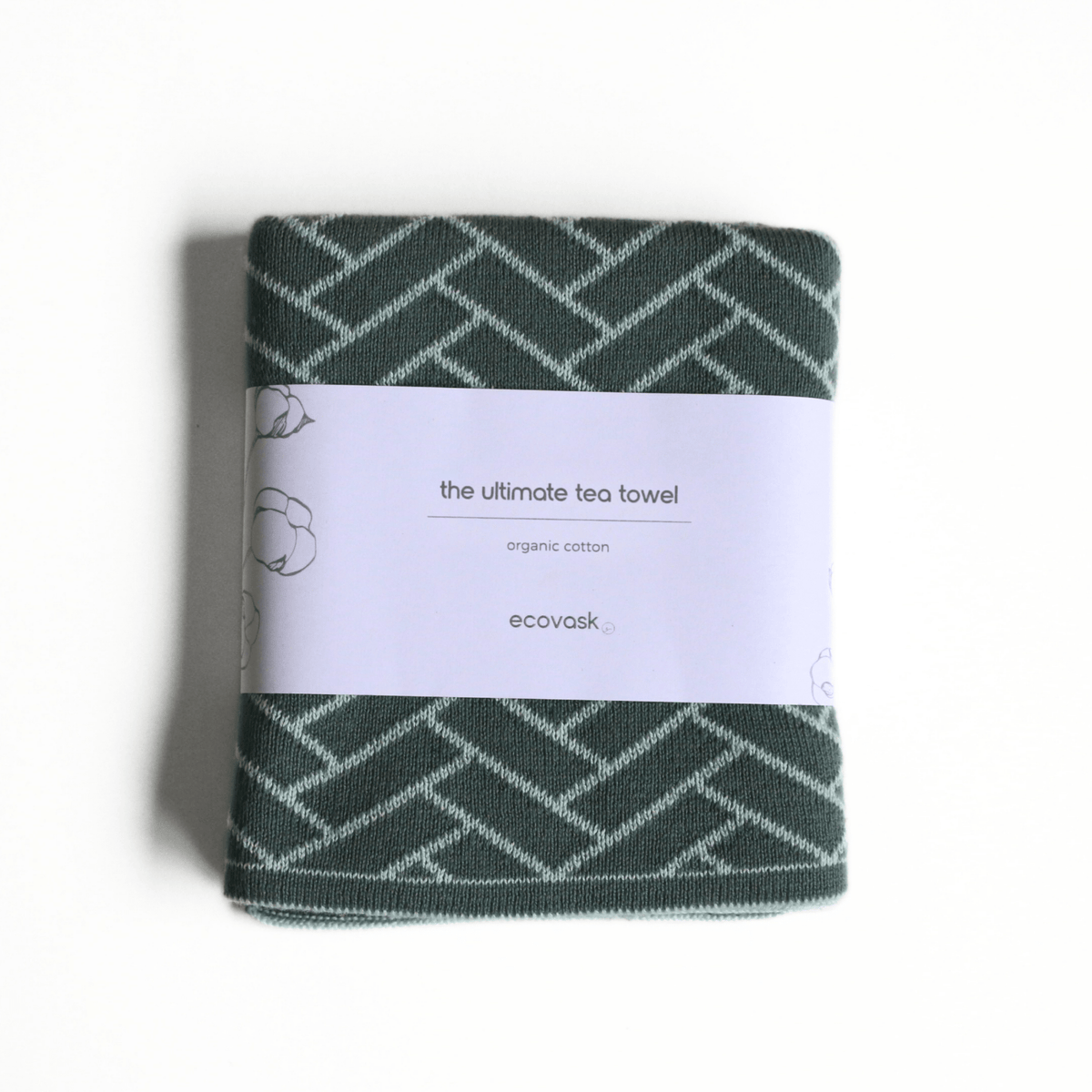 Ecovask - The Ultimate Tea Towel, Seafoam Herringbone. Blues Collection. - The Flower Crate