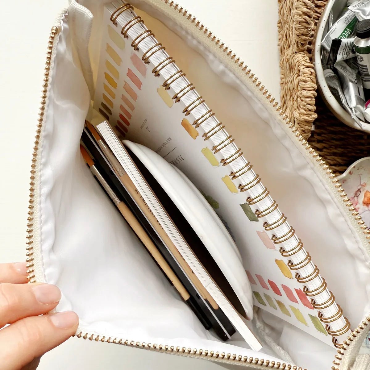 Emily Lex - Gingham Canvas Zipper Pouch - The Flower Crate