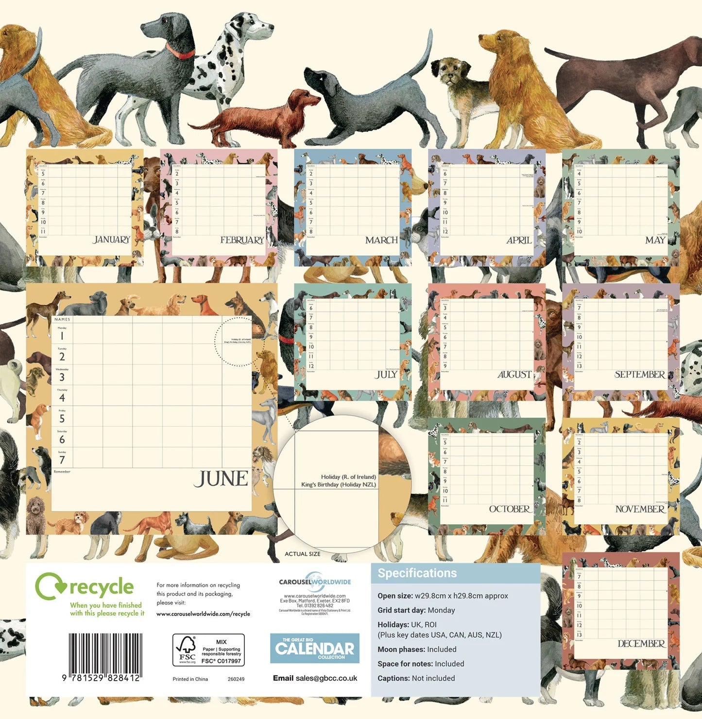 Emma Bridgewater - 2026 Date, Dinners &amp; Dog Walks Wall Calendar - The Flower Crate