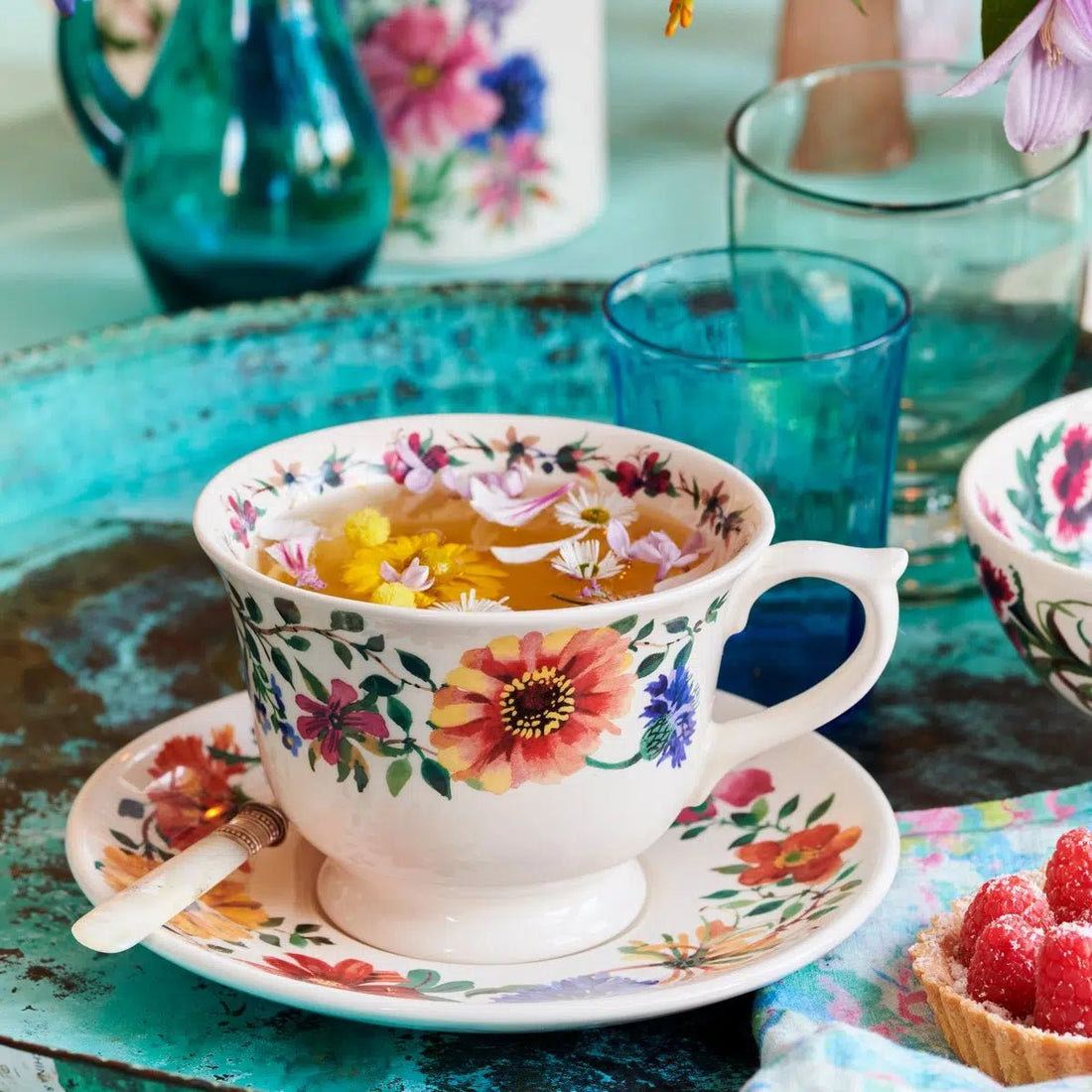 Emma Bridgewater 40 Years - Garden Flowers Large Teacup &amp; Saucer - The Flower Crate