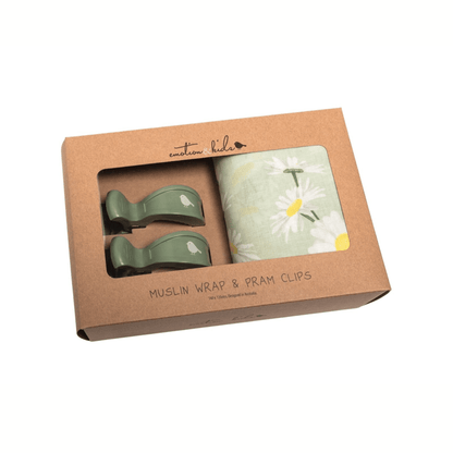 Emotion &amp; Kids - Daisy Muslin Wrap + Pram Clip Set - The Flower Crate