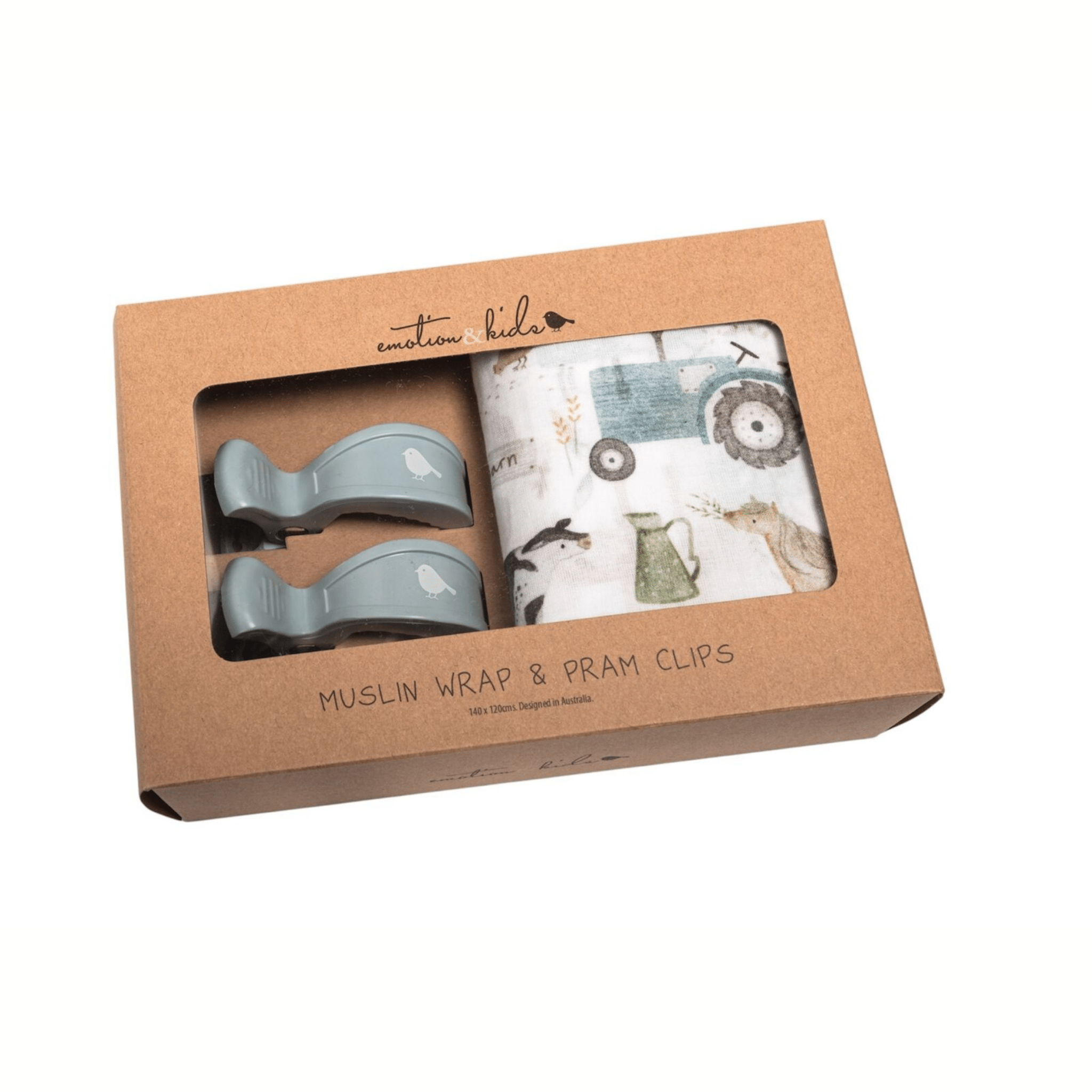 Emotion &amp; Kids - Farm Muslin Wrap + Pram Clip Set - The Flower Crate