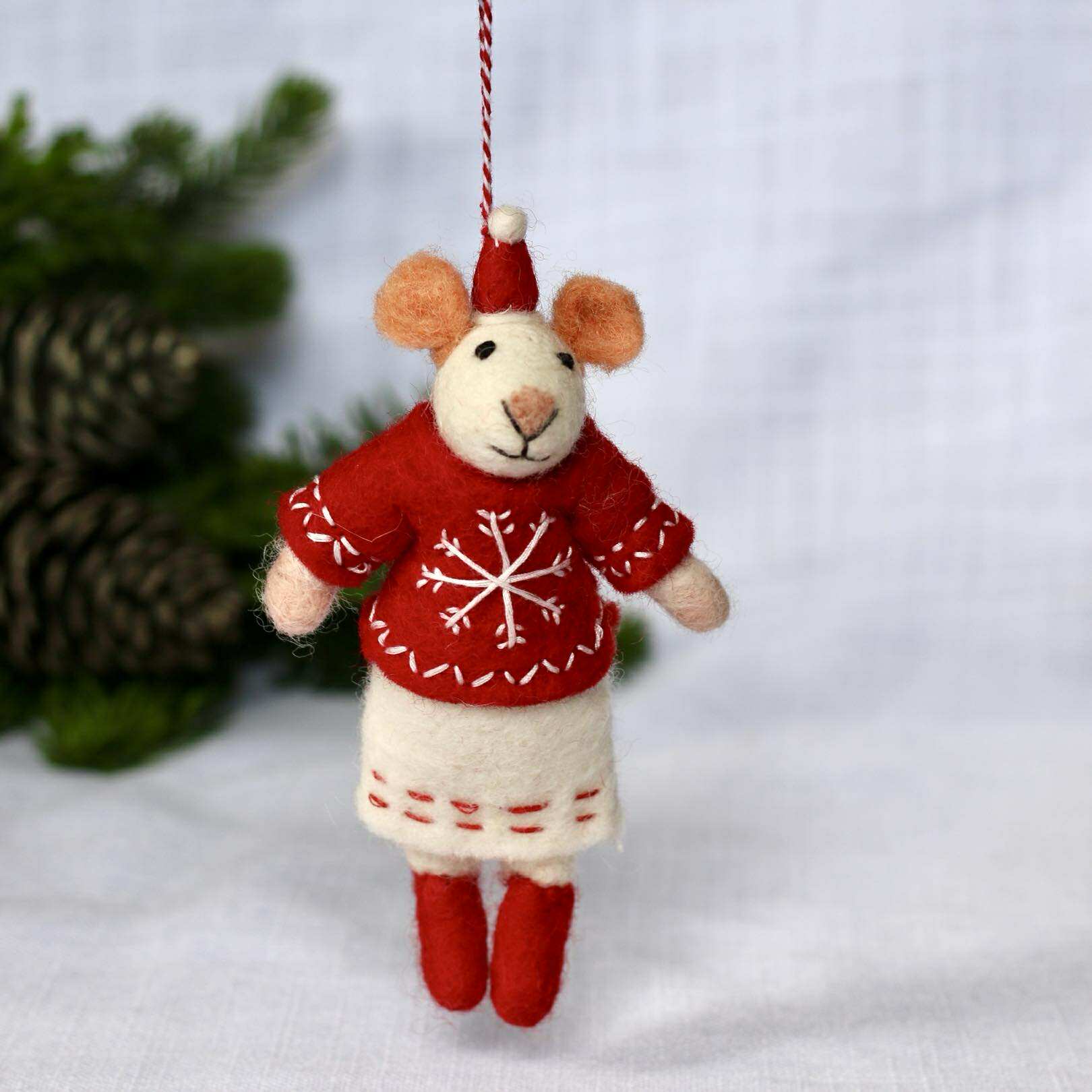 Felted Christmas Decoration - Mouse Maya - The Flower Crate