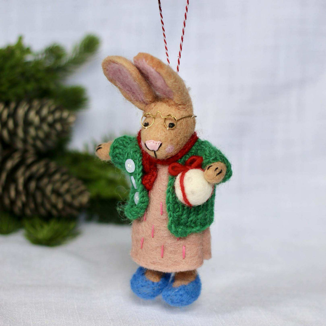 Felted Christmas Decoration - Rabbit Babushka - The Flower Crate