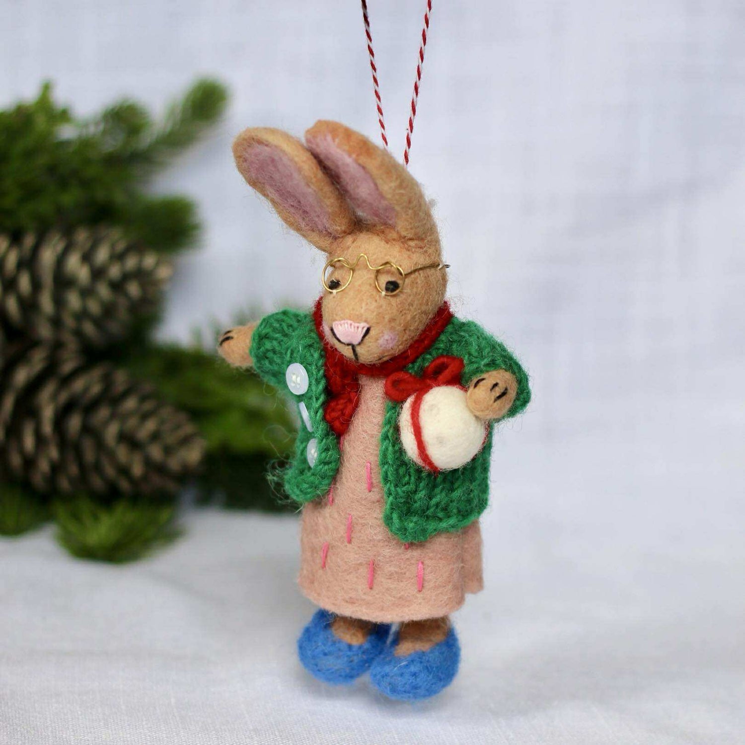 Felted Christmas Decoration - Rabbit Babushka - The Flower Crate