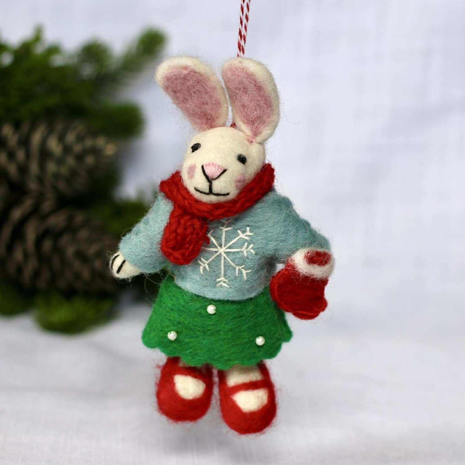 Felted Christmas Decoration - Rabbit Ruby - The Flower Crate