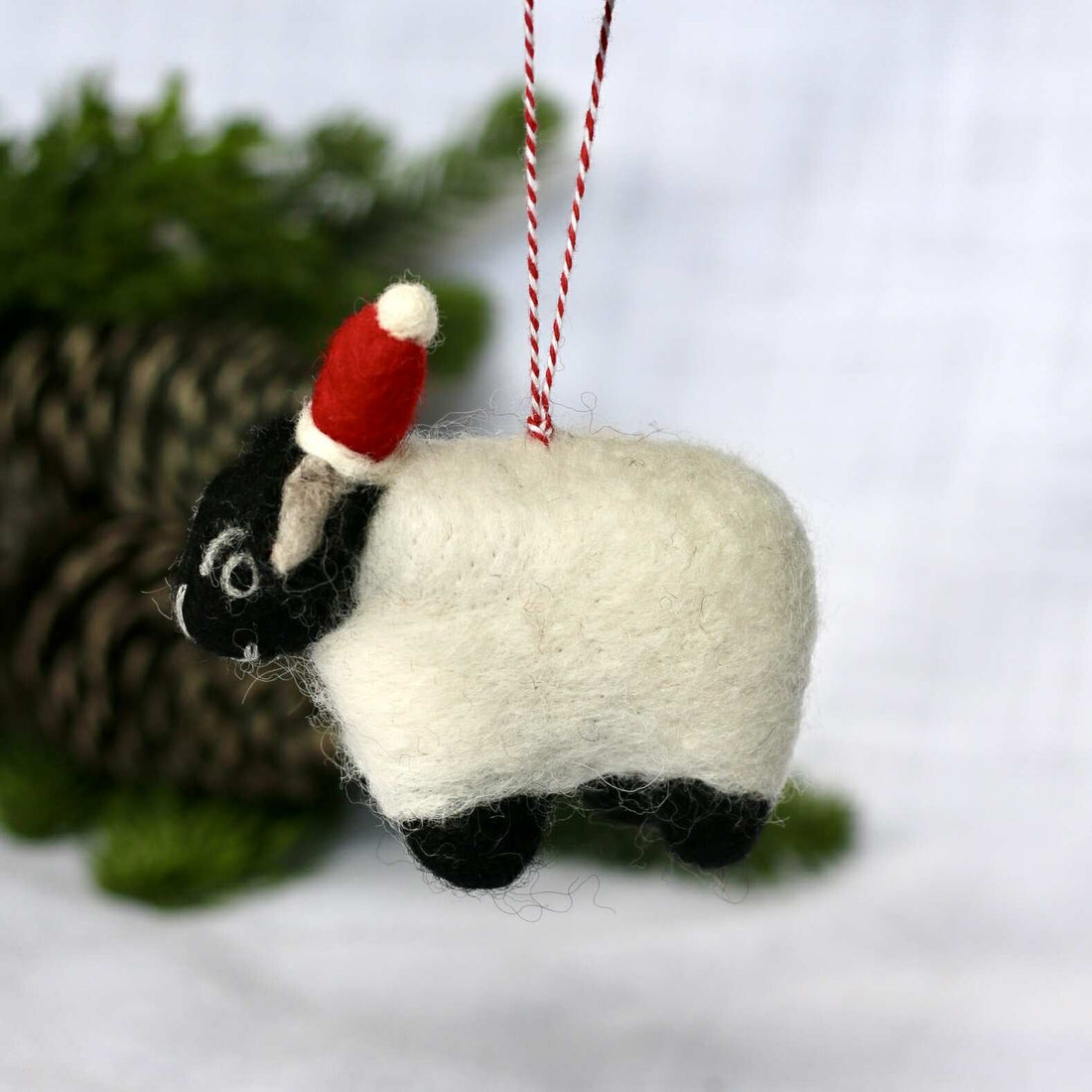 Felted Christmas Decoration - Sheep Black - The Flower Crate
