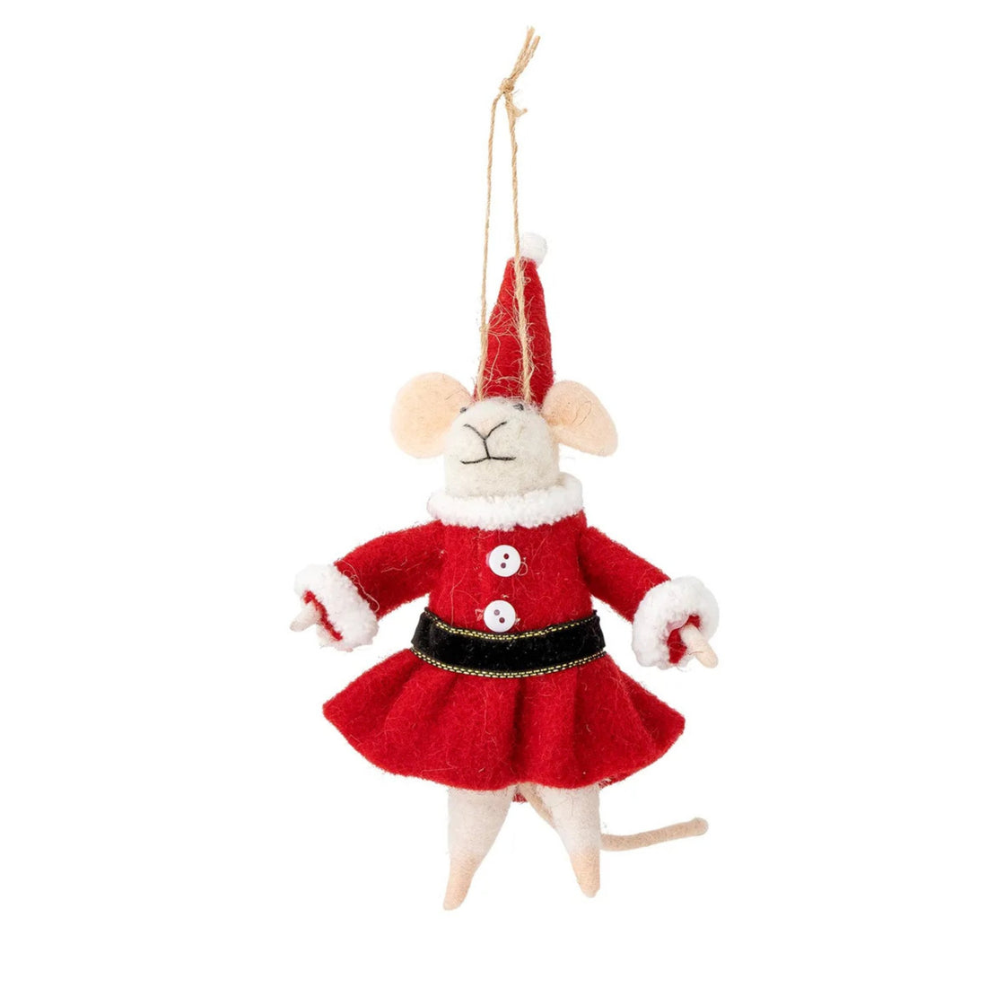Felted Christmas Peo Ornament - Mouse in Red Dress - The Flower Crate