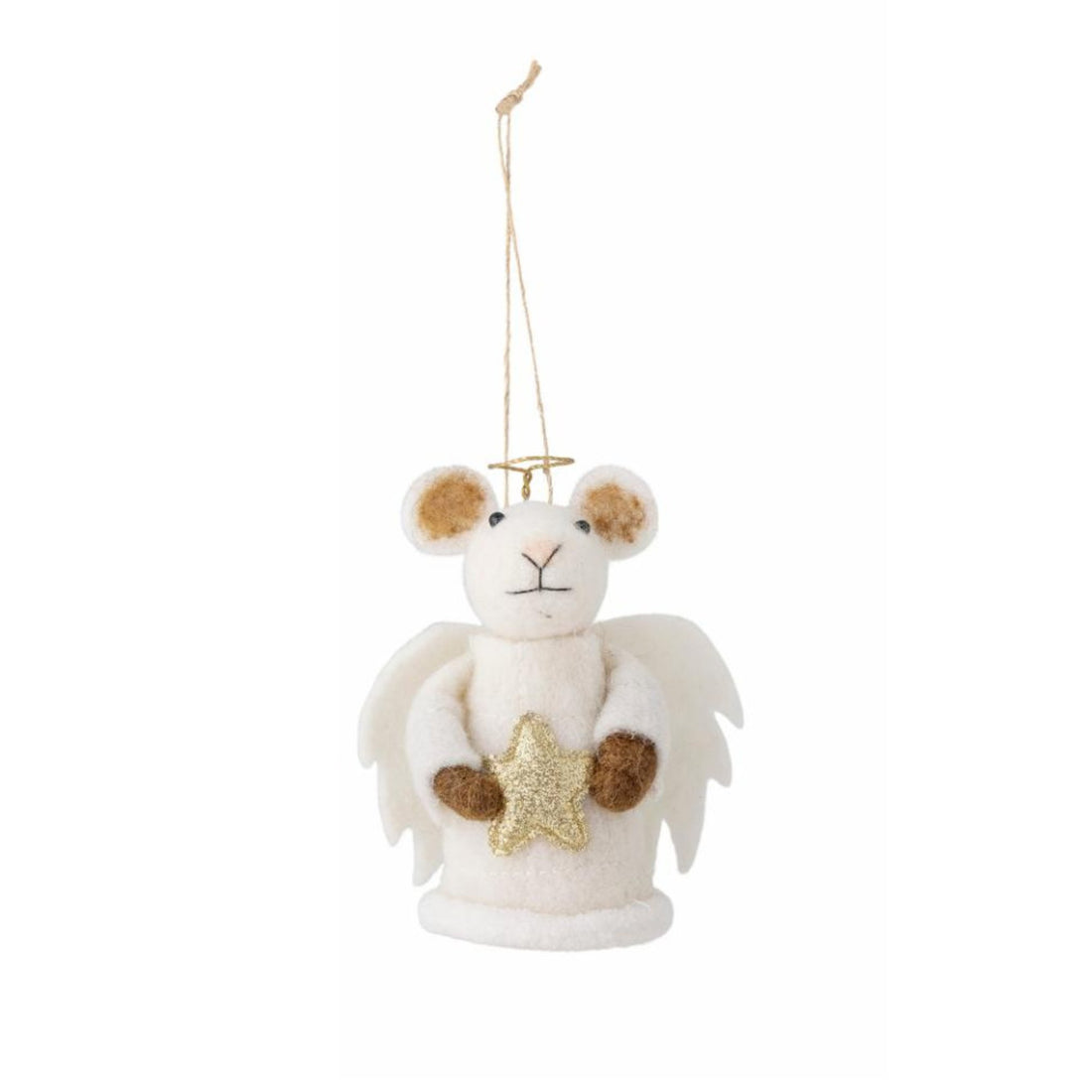 Felted Christmas Peo Ornament - Mouse Star Angel - The Flower Crate