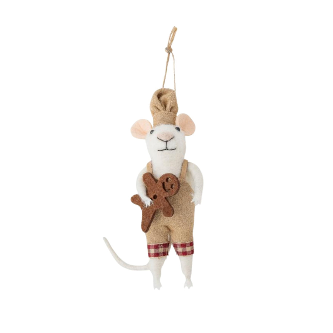 Felted Christmas Peo Ornament - Mouse with Gingerbread - The Flower Crate