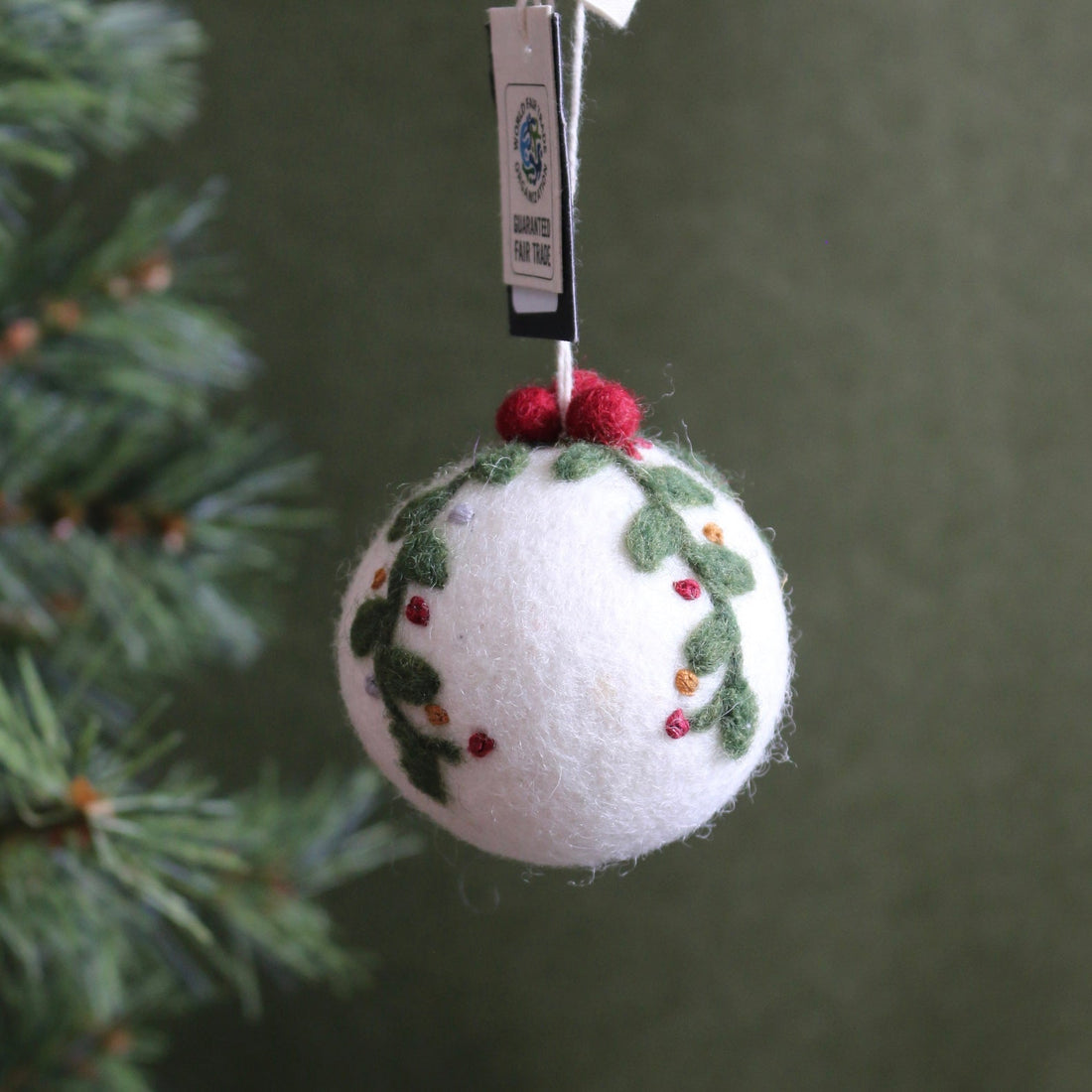 Felted Wool Christmas Bauble With Garland - The Flower Crate