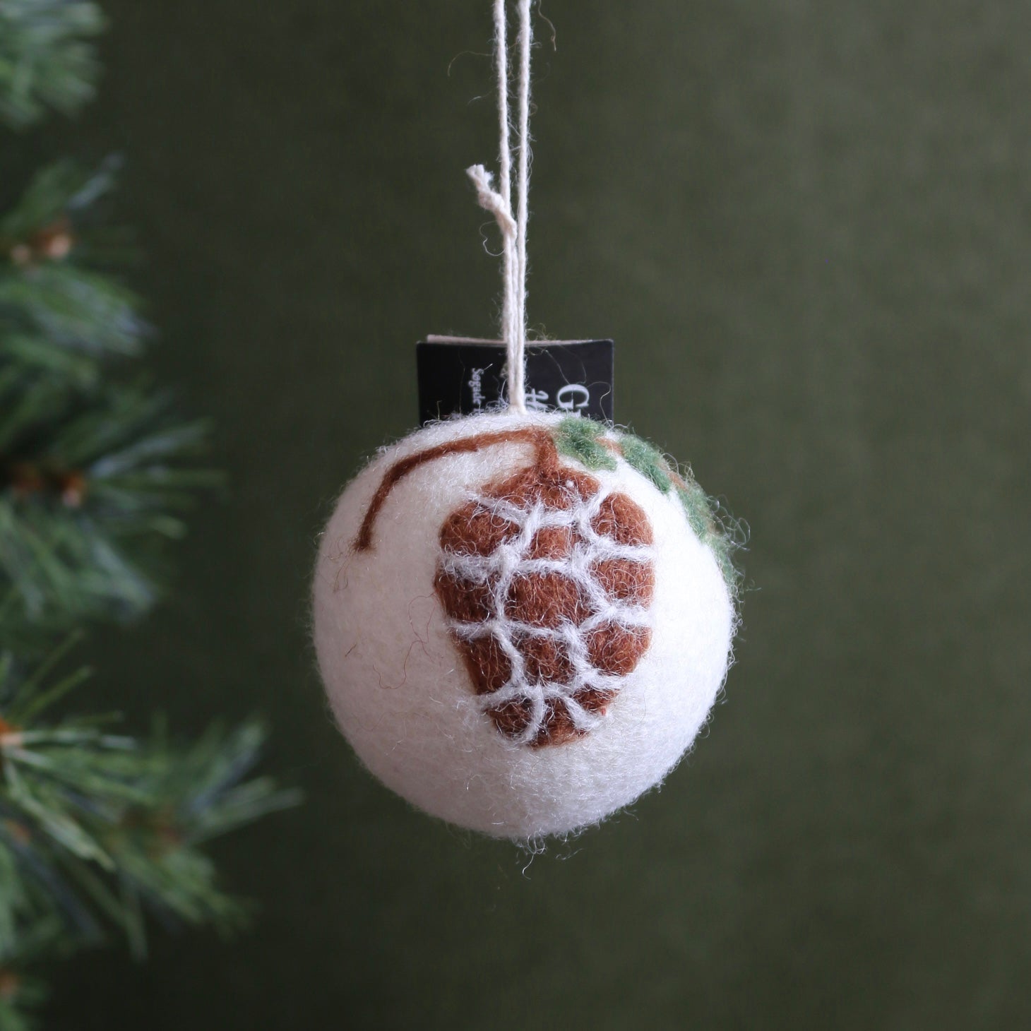 Felted Wool Christmas Bauble With Pinecone - The Flower Crate