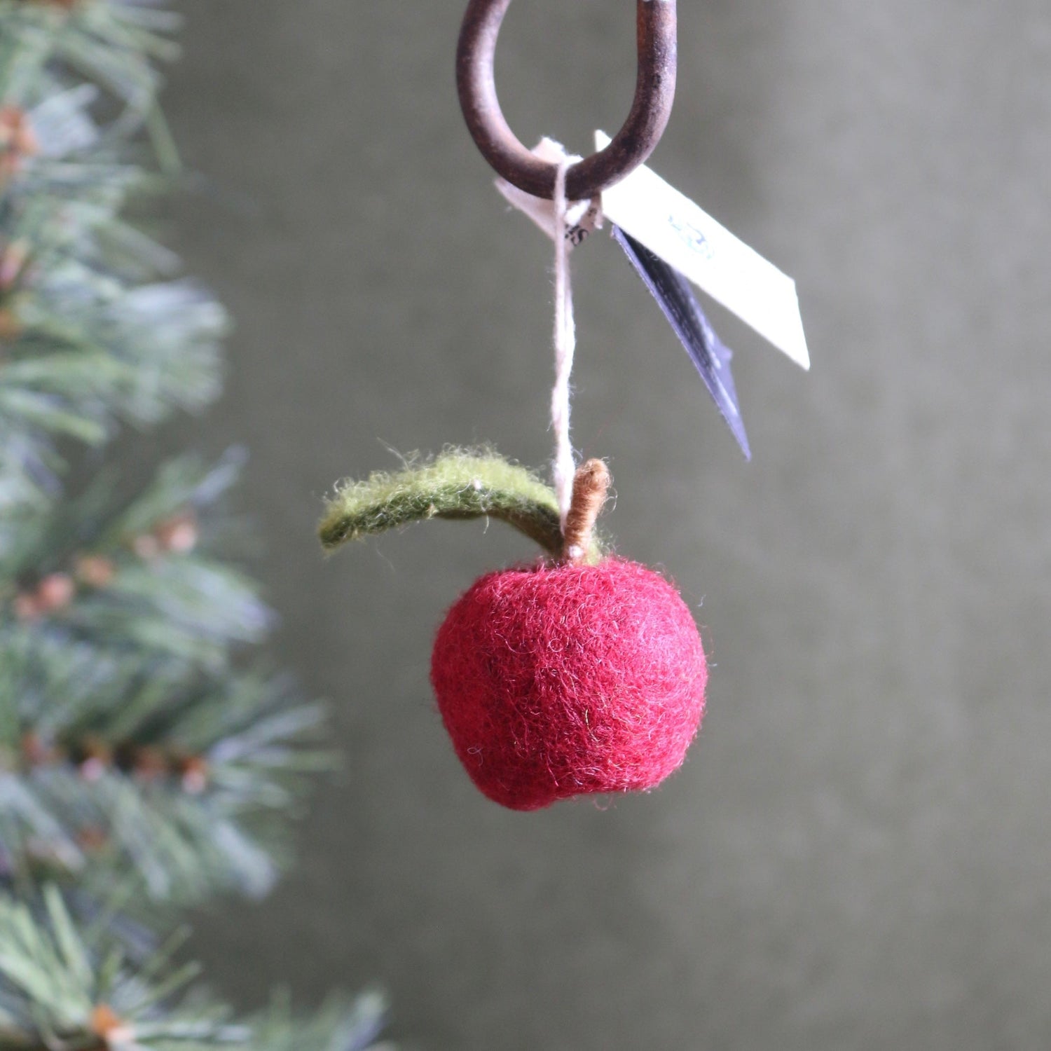Felted Wool Dark Red Apple Decoration - The Flower Crate