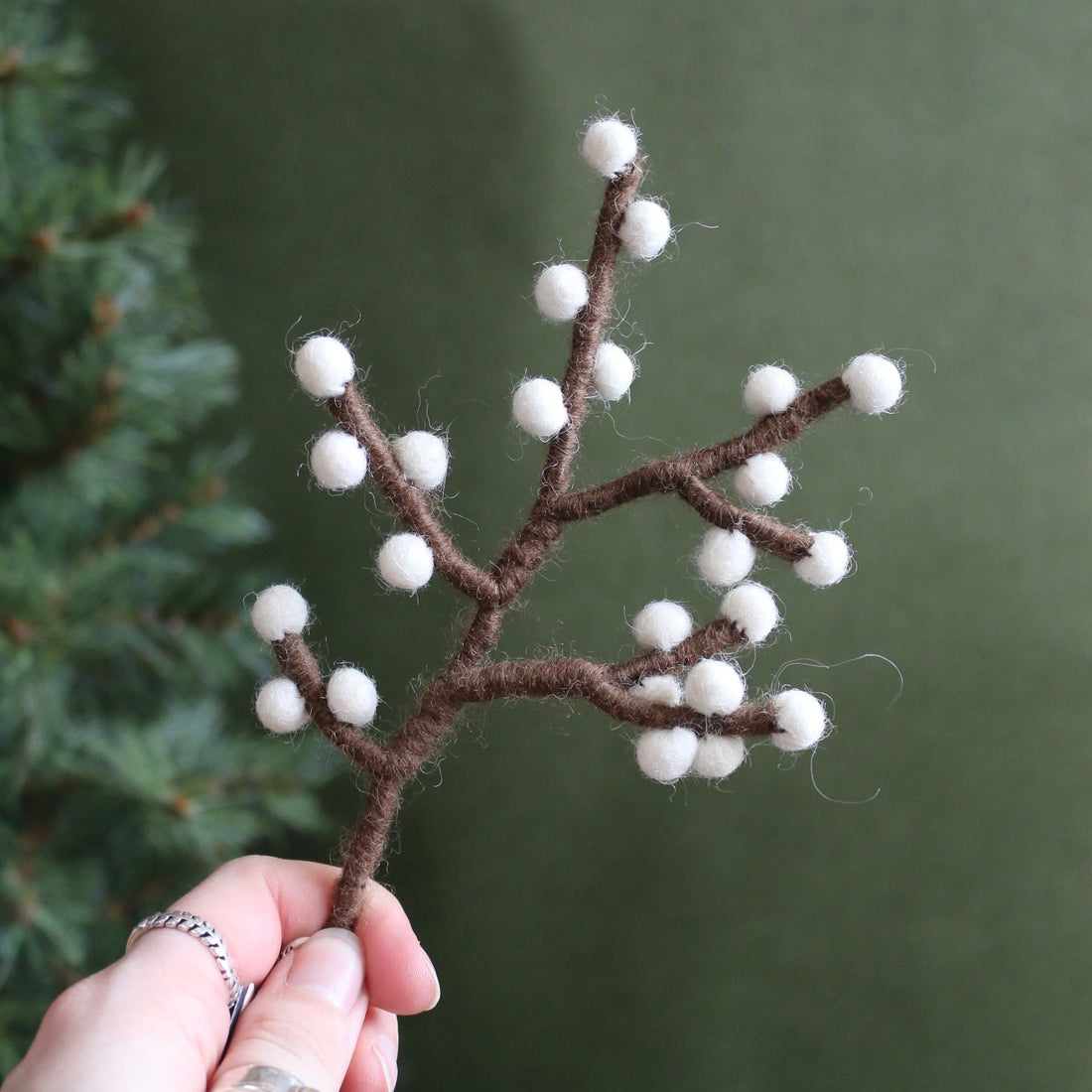 Felted Wool Mini Branch With Berries - The Flower Crate