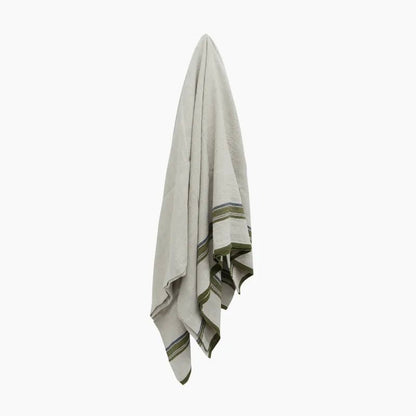 Green Selvedge Stripe Linen Tablecloth - The Flower Crate
