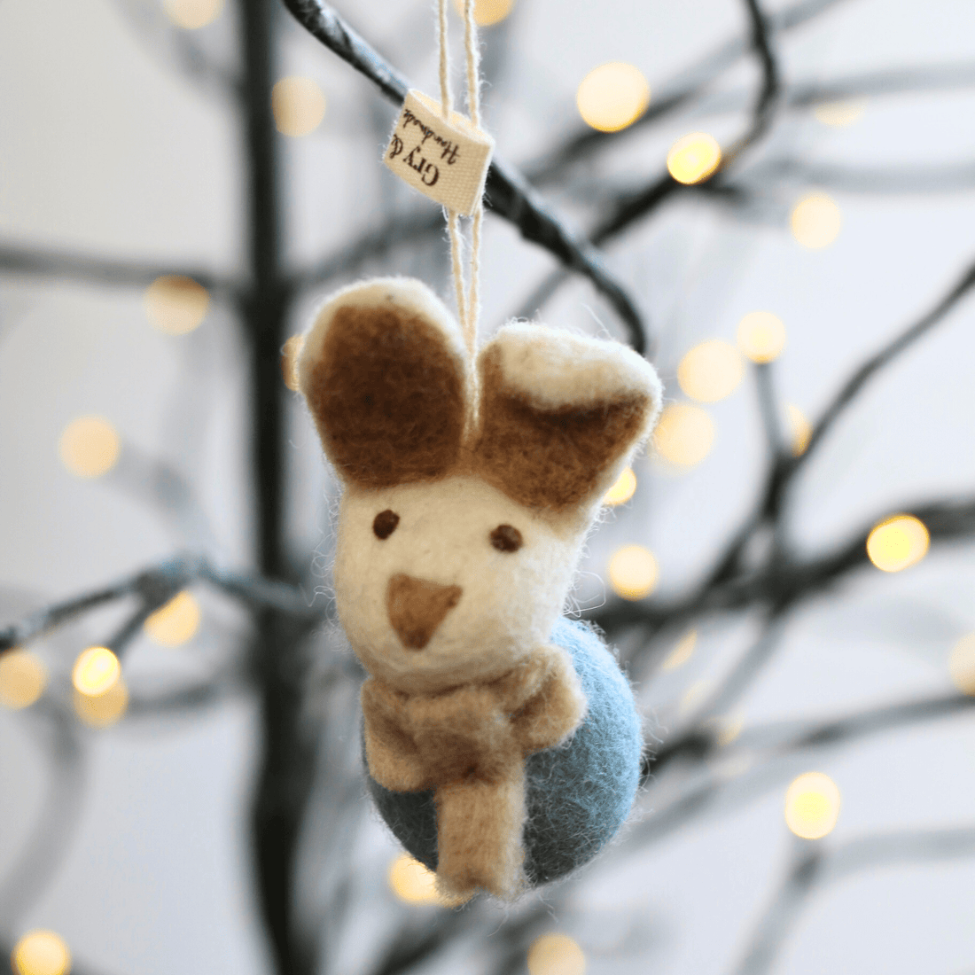 Gry &amp; Sif - Felt Bunny with Bow - The Flower Crate