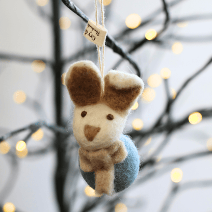Gry &amp; Sif - Felt Bunny with Bow - The Flower Crate
