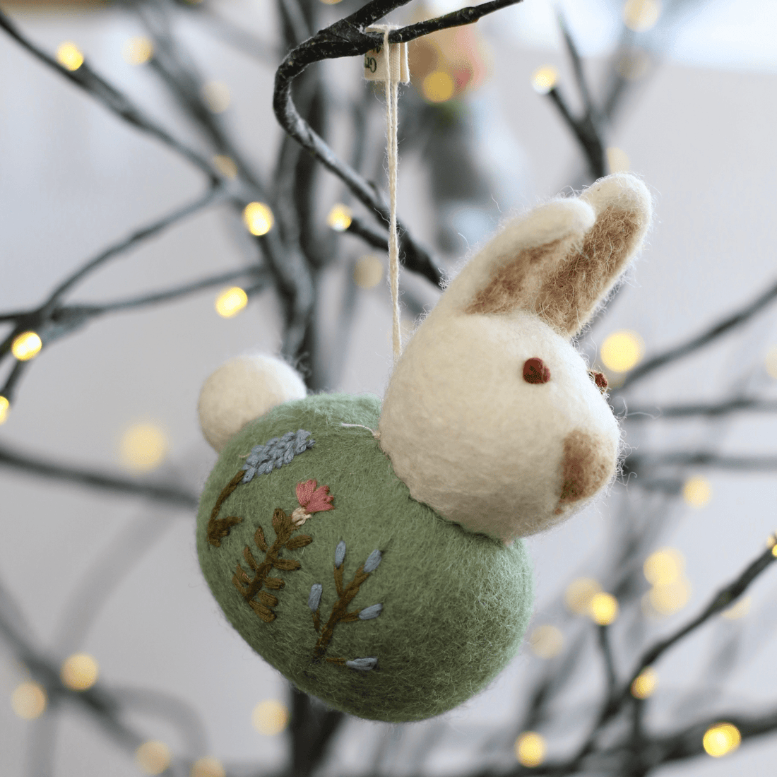 Gry &amp; Sif - Felt Sitting Embroidered Bunny - The Flower Crate