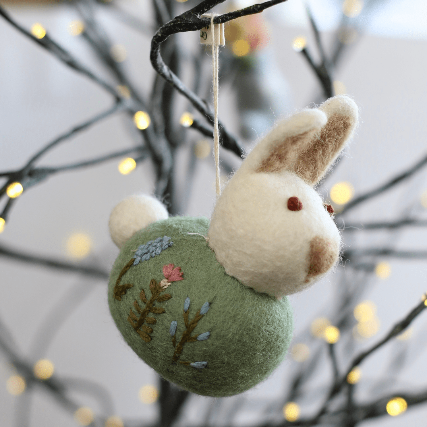 Gry &amp; Sif - Felt Sitting Embroidered Bunny - The Flower Crate