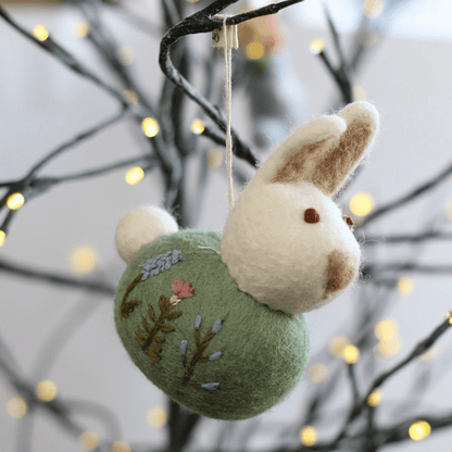 Gry &amp; Sif - Felt Sitting Embroidered Bunny - The Flower Crate