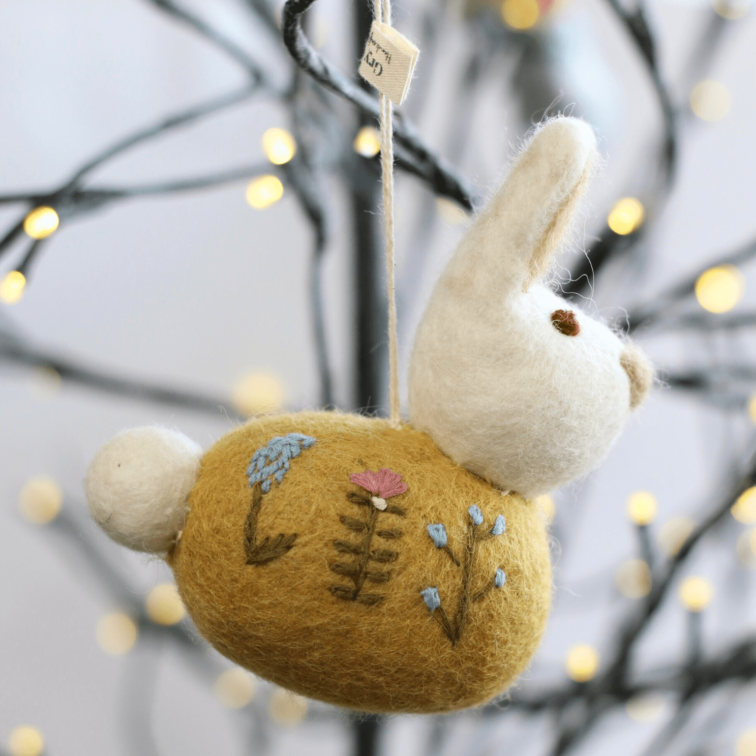 Gry &amp; Sif - Felt Sitting Embroidered Bunny - The Flower Crate