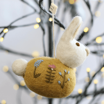 Gry &amp; Sif - Felt Sitting Embroidered Bunny - The Flower Crate