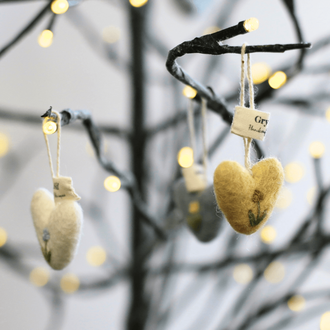 Gry &amp; Sif - Mini Felt Embroidered Hearts Set of 3 - The Flower Crate