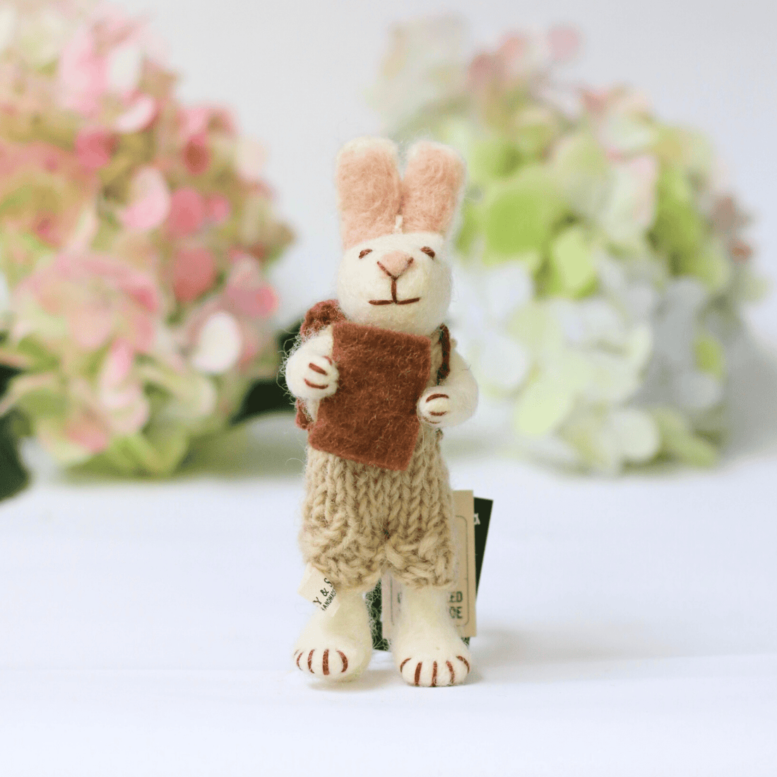 Gry & Sif - White Bunny with Book - The Flower Crate