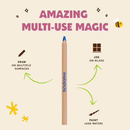 Honeysticks - Jumbo 3-in-1 Triangle Beeswax Pencils - The Flower Crate