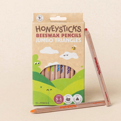 Honeysticks - Jumbo 3-in-1 Triangle Beeswax Pencils - The Flower Crate